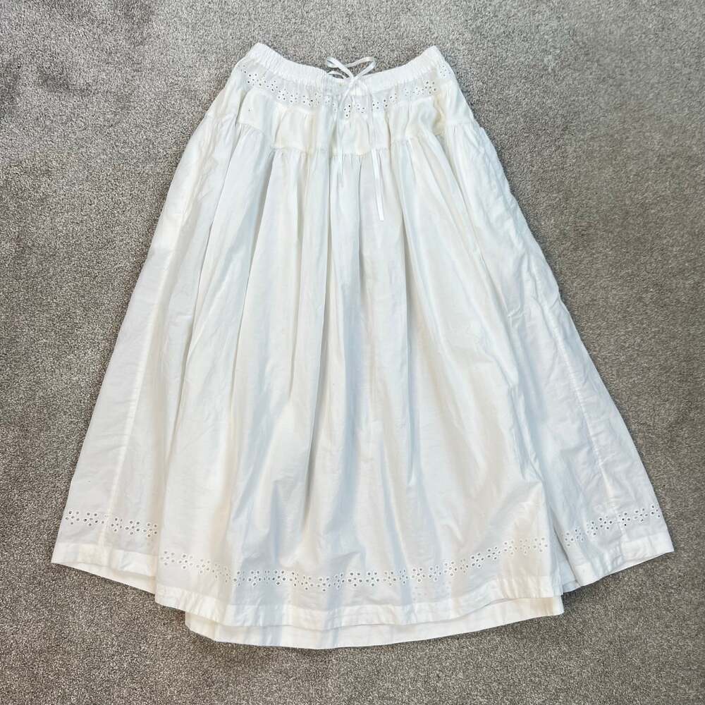 Free People Gesibelle Cotton Eyelet Tie Front Sleeveless Vest Maxi Skirt Set M - Picture 7 of 14